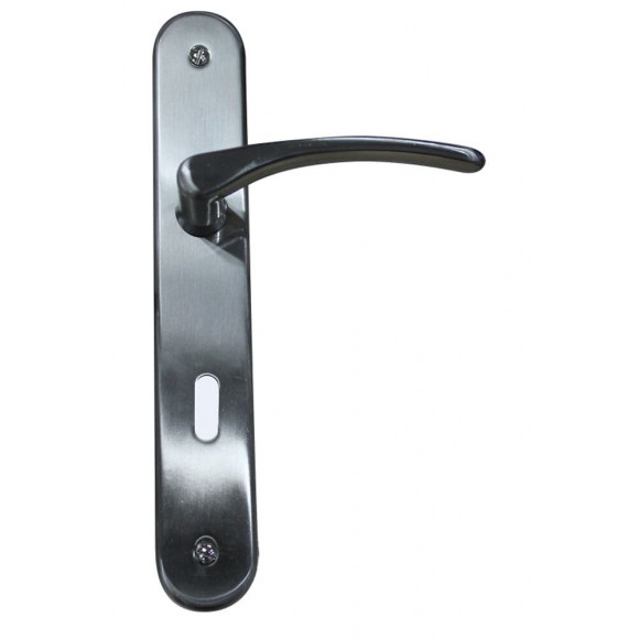 Ensemble poignes de porte zamack argent trou serrure GO/ON