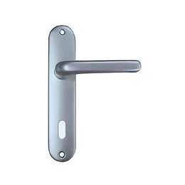 Ensemble poignes de porte aluminium argent 165mm trou serrure GO/ON