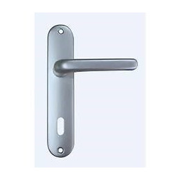 Ensemble poignes de porte aluminium argent 165mm trou serrure GO/ON