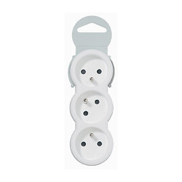 Fiche multiprise 3 prises 2P+T 16A 230V sorties frontales- blanc/gris