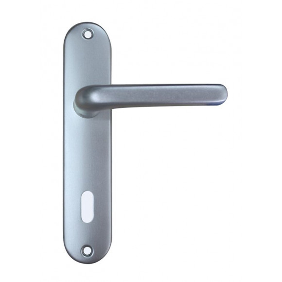 Ensemble poignes de porte aluminium argent 165mm trou serrure GO/ON
