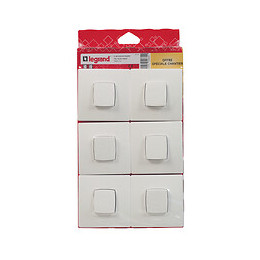 Lot de 6 prises de courant avec terre Neptune - blanc