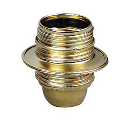 Douille culot E27 à chemise filetée métallique 2 bagues+borne de terre