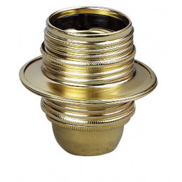 Douille culot E27 à chemise filetée métallique 2 bagues+borne de terre