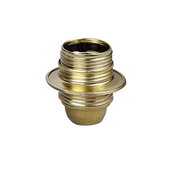 Douille culot E27 à chemise filetée métallique 2 bagues+borne de terre