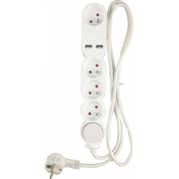 Bloc 4 prises + 2 USB blanc BRICELEC