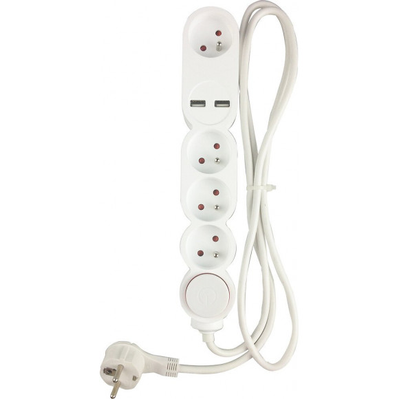 Bloc 4 prises + 2 USB blanc BRICELEC