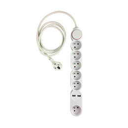 Bloc 6 prises + 2 USB blanc BRICELEC