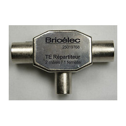 Répartiteur TV en T 9.52mm 2 mâle-1 femelles blindé métal