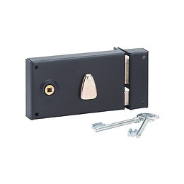 Serrure en applique pêne dormant 1/2 tour 140 mm droite + 2 clés GO/ON