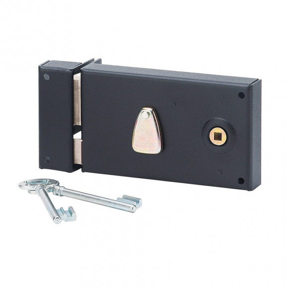 Serrure en applique pêne dormant 1/2 tour 140 mm gauche + 2 clés GO/ON