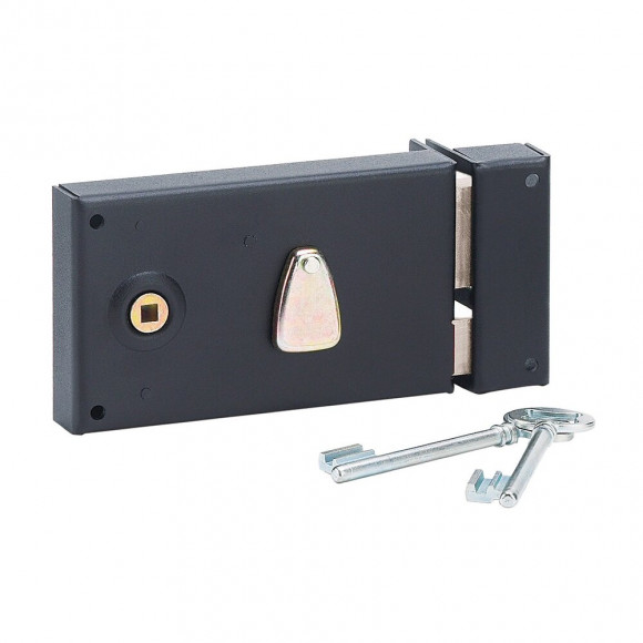 Serrure en applique pêne dormant 1/2 tour 140 mm droite + 2 clés GO/ON