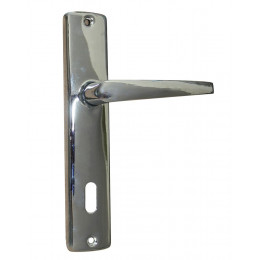 Ensemble poignée de porte chromé avec trou de serrure