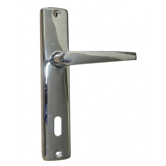 Ensemble poignée de porte chromé avec trou de serrure