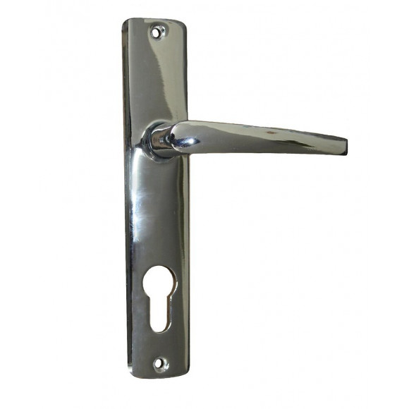 Ensemble poignée de porte chromé serrure avec trou de cylindre