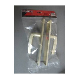 Ensemble poignées de porte alu couleur champagne serrure trou bouché