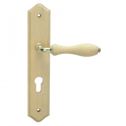 Ensemble poignées de porte en bois brut avec trou de cylindre