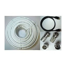 Câble TV SAT coaxial 25m + 4 fiches F + câble HDMI 1m