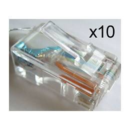 Fiche -lot de 10- RJ45mâle à sertir contacts dorés