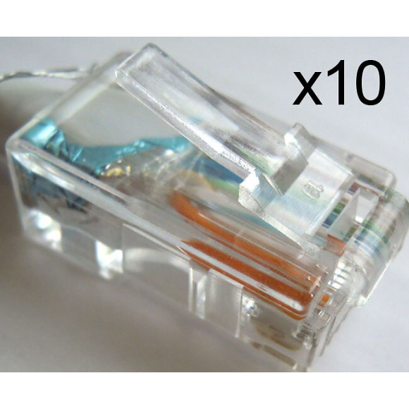 Fiche -lot de 10- RJ45mâle à sertir contacts dorés