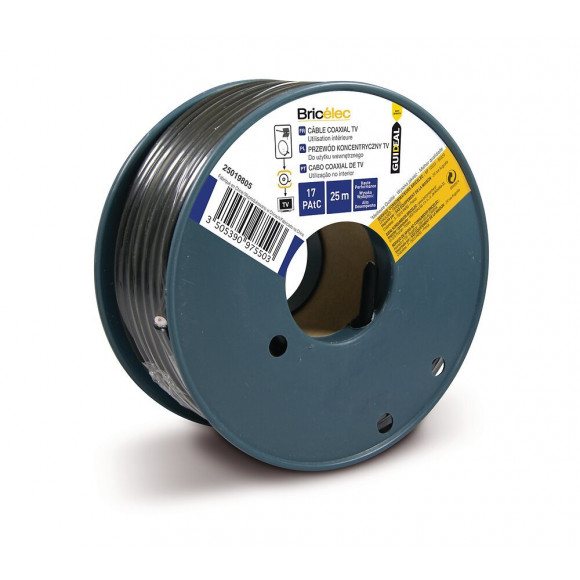 Câble TV coaxial bobine 17 PAtC 25m - noir