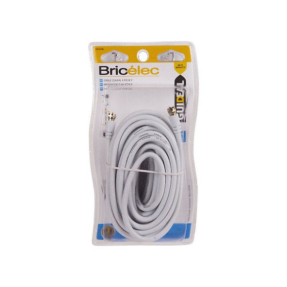 Câble TV satellite coaxial fiches F mâle-mâle 10m