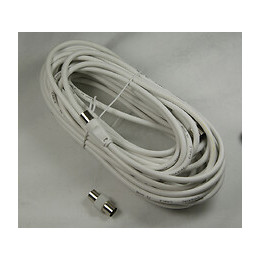 Câble TV coaxial mâle-femelle 9.52mm avec adaptateur mâle-mâle - blanc