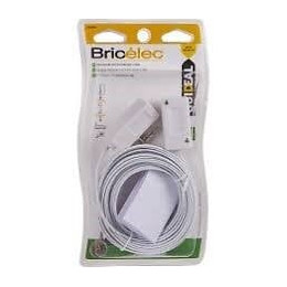 Rallonge téléphonique PTT 8 plots mâle-femelle 10m - blanche