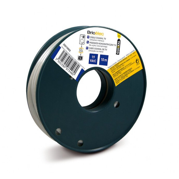 Câble TV coaxial bobine 19 VATC 10m - blanc