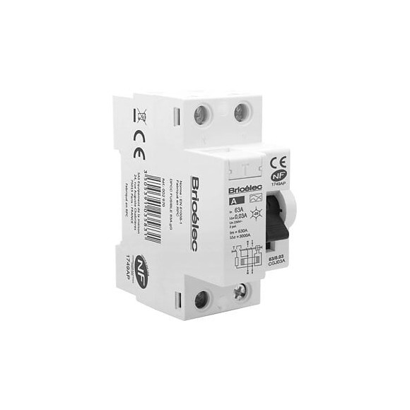 Interrupteur différentiel 63A 30mA Type à NF BRICELEC