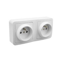 Prise double en saillie 2P+T 16 ampères blanc
