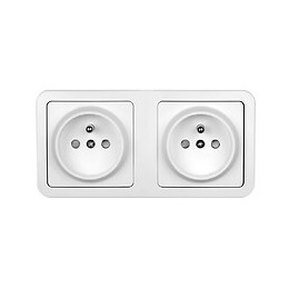 Prise double en saillie 2P+T 16 ampères blanc