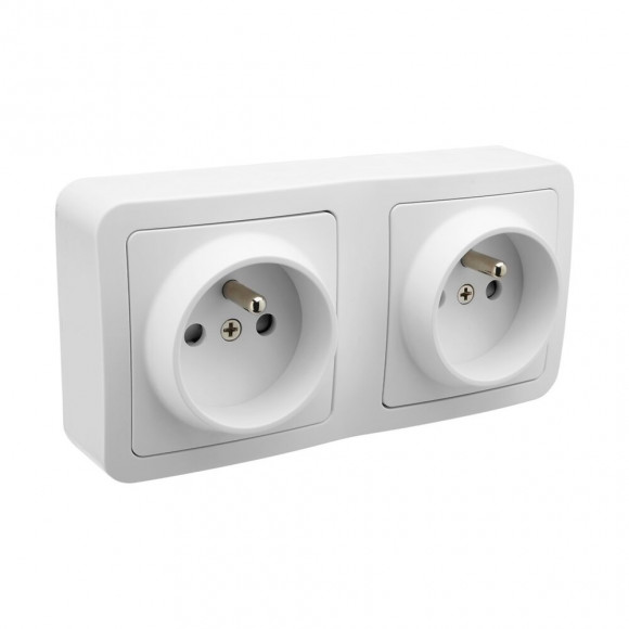 Prise double en saillie 2P+T 16 ampères blanc