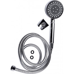 Kit douchette + support 5 jets tête plate chrome