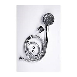 Kit douchette + support 5 jets tête plate chrome