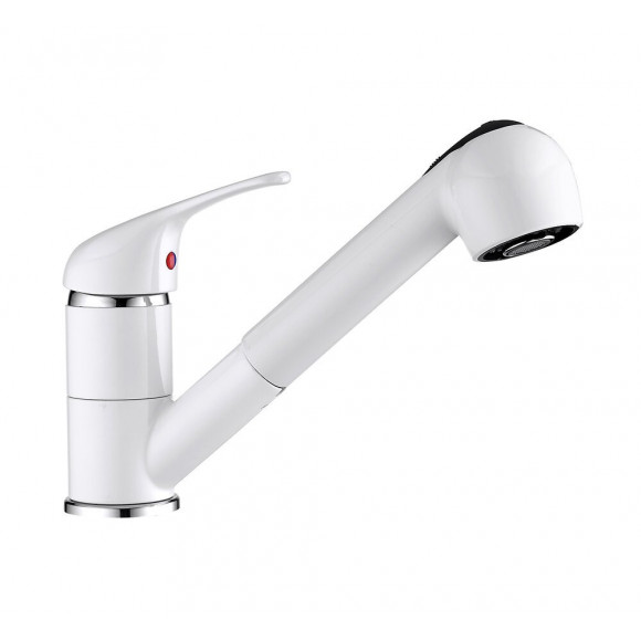 Mitigeur d'évier + douchette FLAVIO blanc