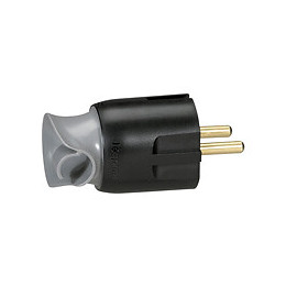 Fiche plastique 2P+T 16A à orientation du câble 360° - noir