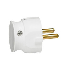 Fiche plastique 2P 16A extra-plate à sortie latérale - blanc