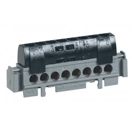 Bornier de phase - 8 bornes pour câble 1.5mm2 à 16mm2 - noir