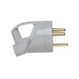 Fiche de puissance mâle avec terre 20A - 2 broches - gris