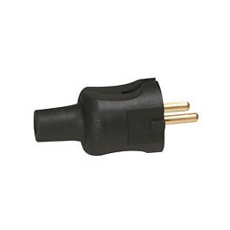 Fiche caoutchouc 2P 16A avec étiquette avec Gencod - noir