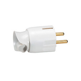 Fiche plastique 2P+T 16A à orientation du câble 360° - blanc