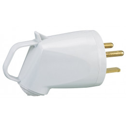 Fiche de puissance mâle avec terre 32A - avec anneau - 2 broches-gris