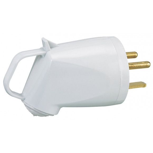 Fiche de puissance mâle avec terre 32A - avec anneau - 2 broches-gris