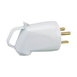 Fiche de puissance mâle avec terre 32A - avec anneau - 2 broches-gris