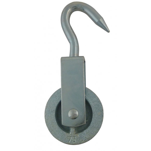 Poulie de hissage à crochet acier galvanisé galet fonte