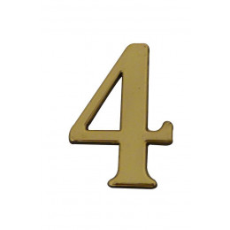 Chiffre 4 adhésif en plastique doré 40mm