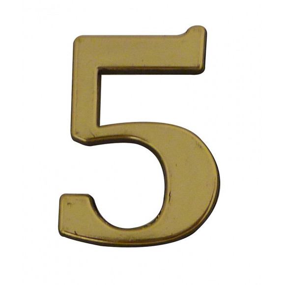 Chiffre 5 adhésif en plastique doré 40mm