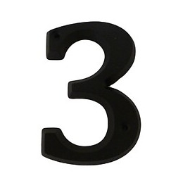 Chiffre 3 adhésif en zamak noir 80mm