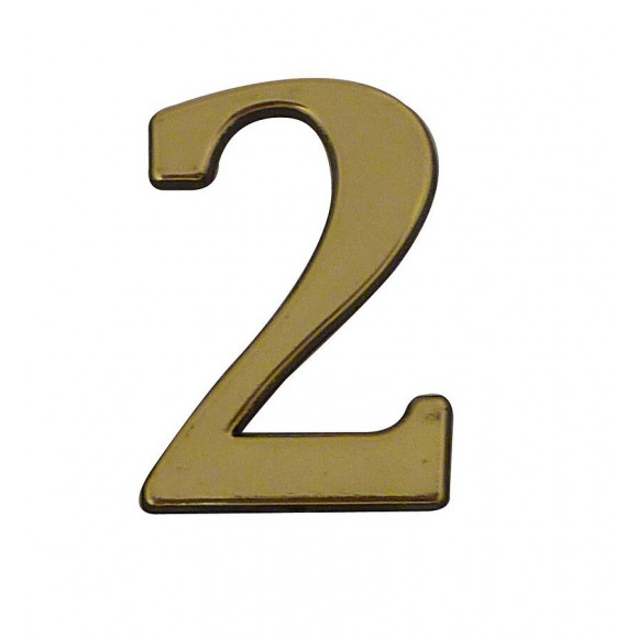 Chiffre 2 adhésif en plastique doré 40mm